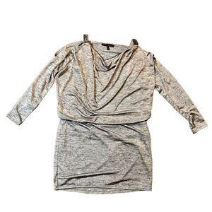 White House Black Market Silvery Gray Slinky Dress Size Medium